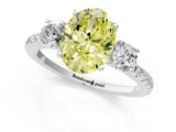 White gold Three-Stone Fancy Yellow Oval Cut Cut Diamond Pavé Band with Prong Setting_61