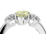 White gold Three-Stone Fancy Yellow Oval Cut Cut Diamond Ring with Channel Set Band and Four-Prong Setting_4