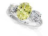 White gold Three-Stone Fancy Yellow Oval Cut Cut Diamond Ring with Channel-Set Band and Prong Setting_1