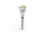 White gold Three-Stone Fancy Yellow Oval Cut Cut Diamond Ring with Channel-Set Band and Prong Setting_2