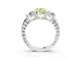 White gold Three-Stone Fancy Yellow Oval Cut Cut Diamond Ring with Channel-Set Band and Prong Setting_3