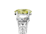 White gold Three-Stone Fancy Yellow Oval Cut Cut Diamond Ring with Channel-Set Band and Prong Setting_5