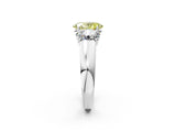 White gold Three-Stone Fancy Yellow Oval Cut Cut Diamond Ring with Prong Setting and Classic Band_2
