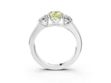 White gold Three-Stone Fancy Yellow Oval Cut Cut Diamond Ring with Prong Setting and Classic Band_3
