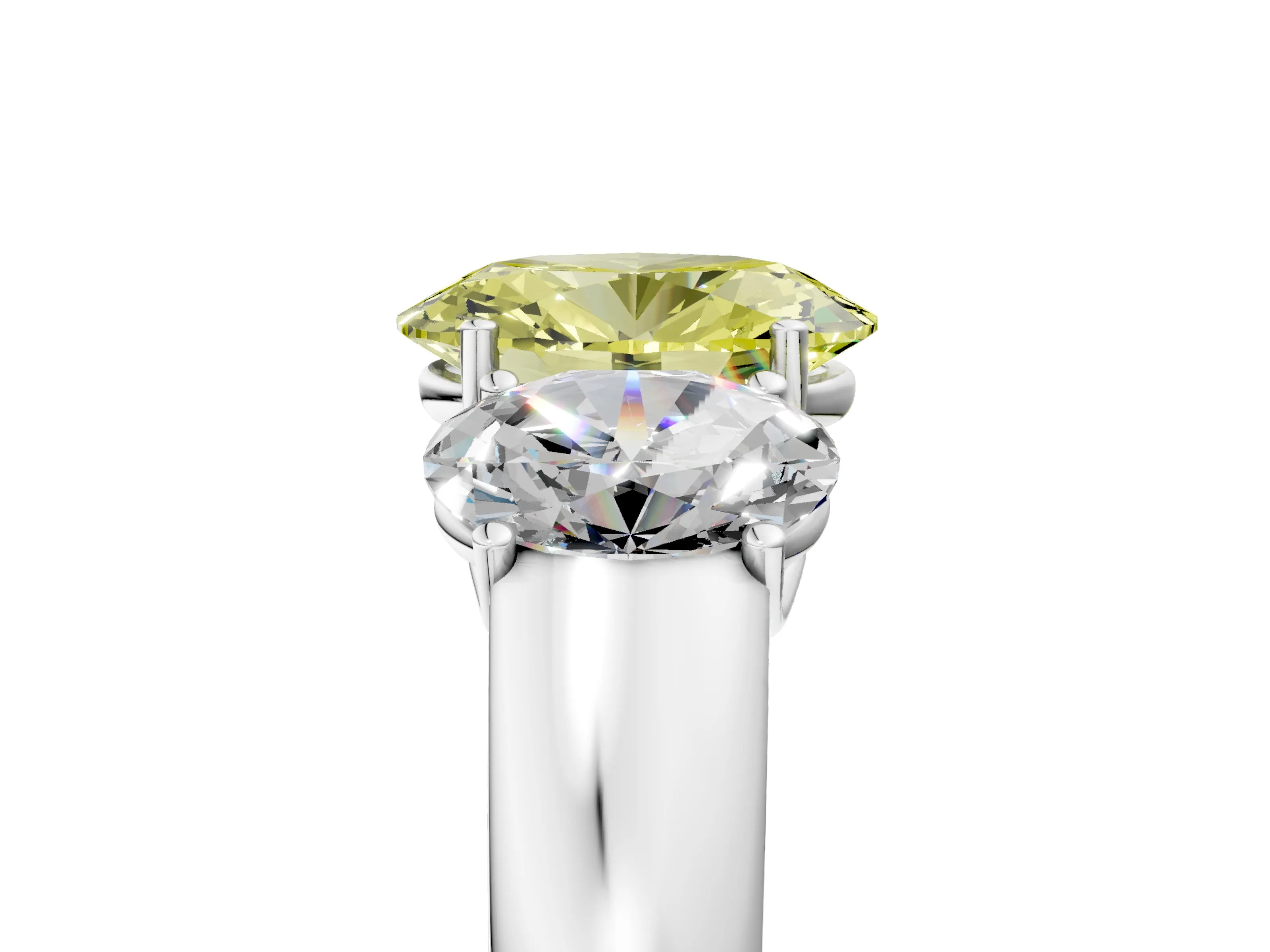 White gold Three-Stone Fancy Yellow Oval Cut Cut Diamond Ring with Prong Setting and Classic Band_5