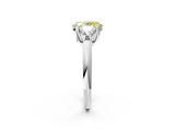 White gold Three-Stone Fancy Yellow Oval Cut Cut Diamond Ring with Trillion Side Stones and Four-Prong Setting_13
