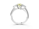 White gold Three-Stone Fancy Yellow Oval Cut Cut Diamond Ring with Trillion Side Stones and Four-Prong Setting_14