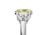White gold Three-Stone Fancy Yellow Oval Cut Cut Diamond Ring with Trillion Side Stones and Four-Prong Setting_16
