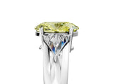 White gold Three-Stone Fancy Yellow Oval Cut Cut Diamond Ring with Trillion Side Stones on a Split Shank Band_5