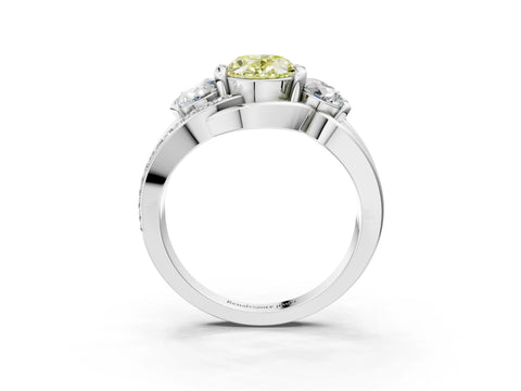White gold Three-Stone Fancy Yellow Oval Cut Cut Diamond Split Shank Prong Set Ring_15