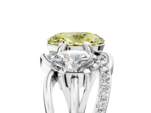 White gold Three-Stone Fancy Yellow Oval Cut Cut Diamond Split Shank Prong Set Ring_17
