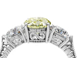 White gold Three-Stone Fancy Yellow Oval Cut Cut Milgrain Band Prong Setting Ring_76