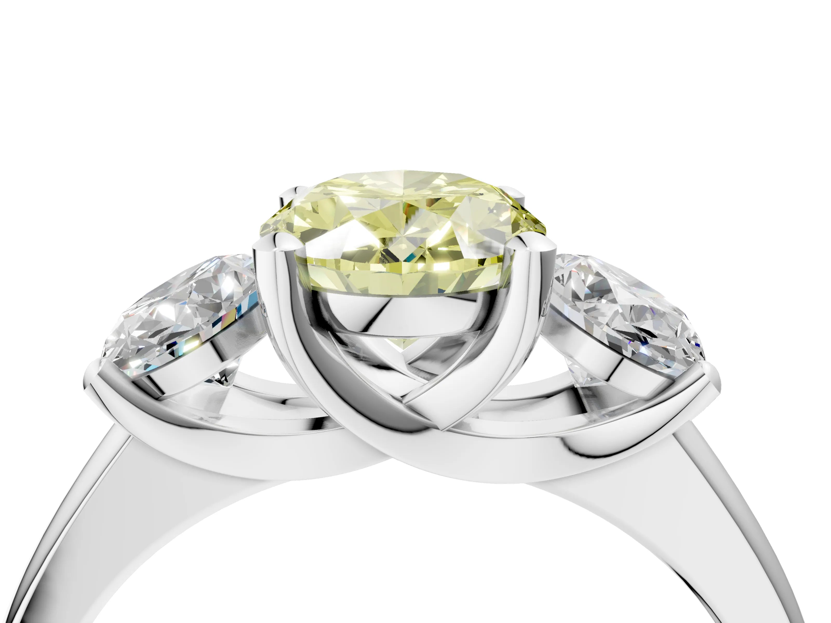 White gold Three-Stone Fancy Yellow Oval Cut Cut Solitaire Ring with Classic Prong Setting_16