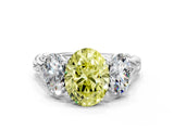 White gold Three-Stone Fancy Yellow Oval Cut Diamond Braided Band Ring with Four-Prong Setting_32