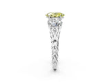 White gold Three-Stone Fancy Yellow Oval Cut Diamond Braided Band Ring with Four-Prong Setting_34