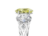 White gold Three-Stone Fancy Yellow Oval Cut Diamond Braided Band Ring with Four-Prong Setting_57