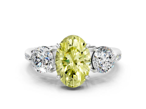 White gold Three-Stone Fancy Yellow Oval Cut Diamond Channel Set Engagement Ring with Prong Setting_36