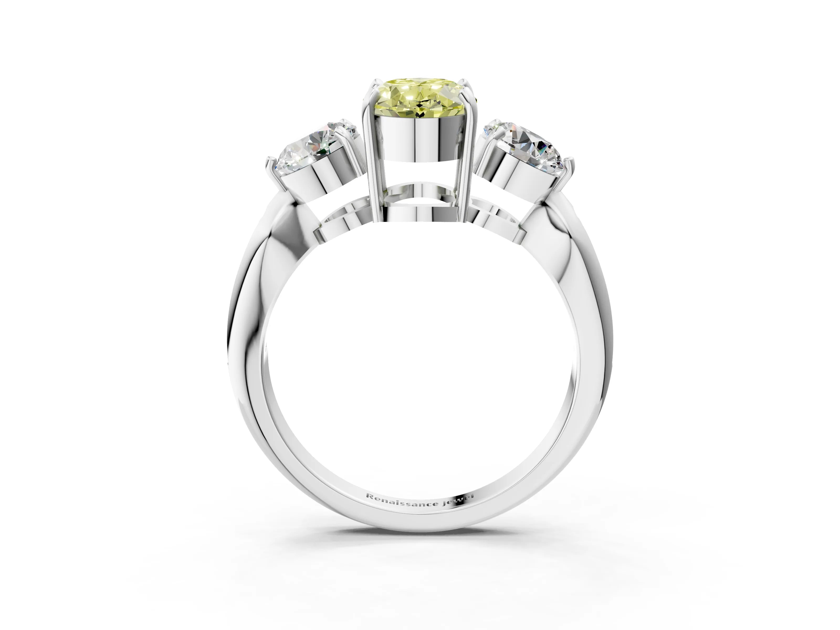 White gold Three-Stone Fancy Yellow Oval Cut Diamond Channel Set Engagement Ring with Prong Setting_39