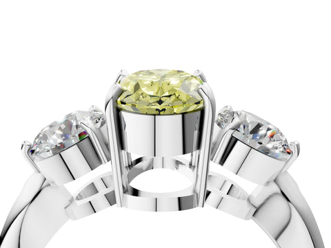 White gold Three-Stone Fancy Yellow Oval Cut Diamond Channel Set Engagement Ring with Prong Setting_40