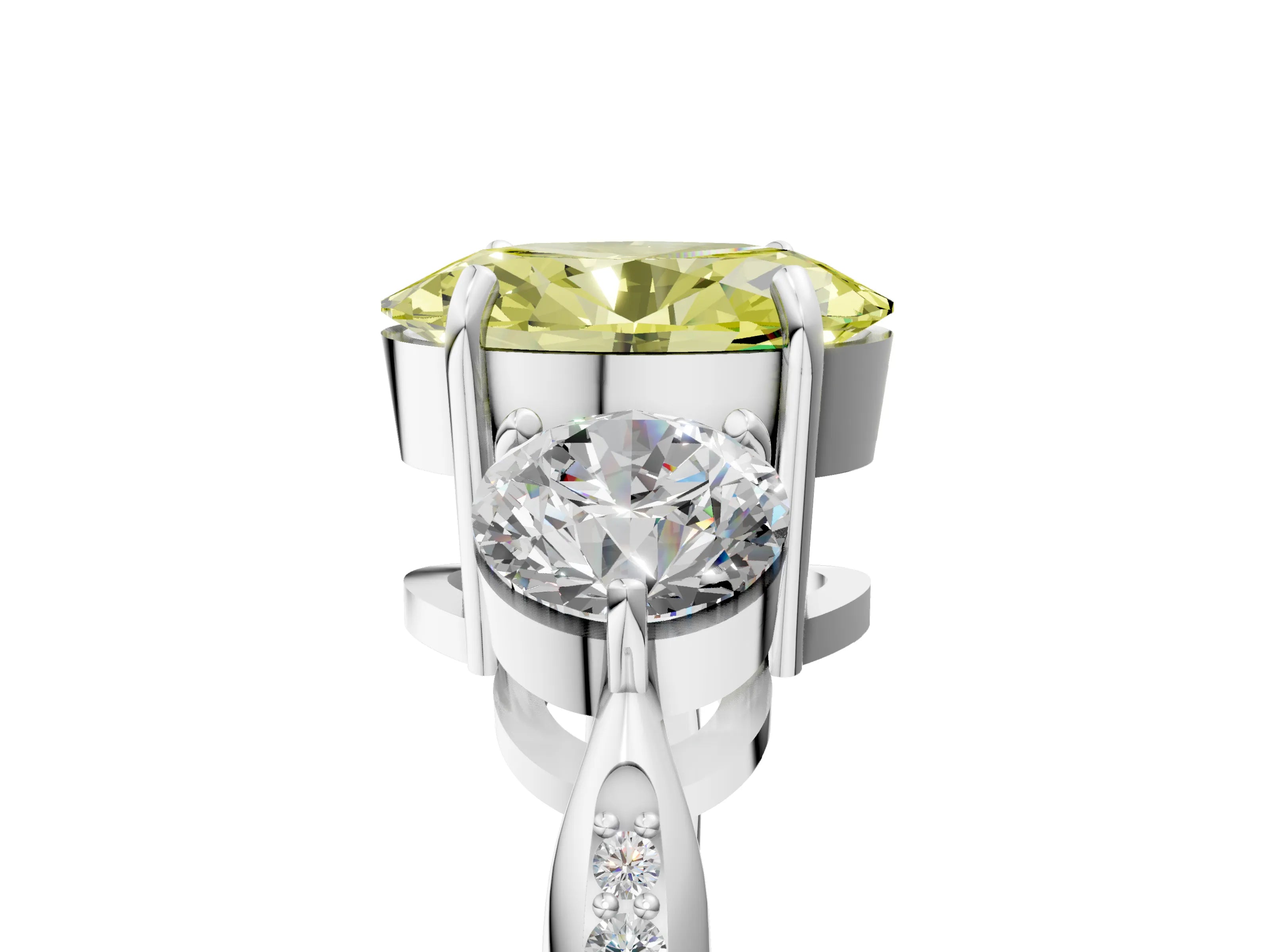 White gold Three-Stone Fancy Yellow Oval Cut Diamond Channel Set Engagement Ring with Prong Setting_41
