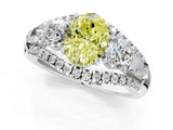 White gold Three-Stone Fancy Yellow Oval Cut Diamond Engagement Ring with Pave Band and Prong Setting_13
