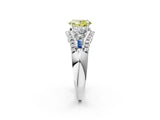 White gold Three-Stone Fancy Yellow Oval Cut Diamond Engagement Ring with Pave Band and Prong Setting_14