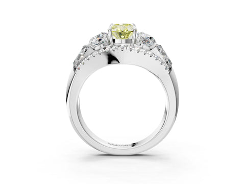 White gold Three-Stone Fancy Yellow Oval Cut Diamond Engagement Ring with Pave Band and Prong Setting_15