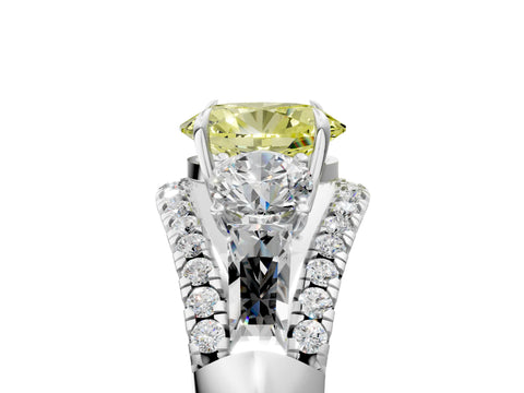 White gold Three-Stone Fancy Yellow Oval Cut Diamond Engagement Ring with Pave Band and Prong Setting_17