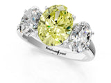White gold Three-Stone Fancy Yellow Oval Cut Diamond Engagement Ring with Prong Setting_16