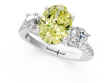 White gold Three-Stone Fancy Yellow Oval  Cut Diamond Pavé Band with Four-Prong Setting_29
