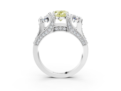 White gold Three-Stone Fancy Yellow Oval  Cut Diamond Ring with Channel-Set Band and Four-Prong Setting_52