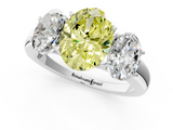 White gold Three-Stone Fancy Yellow Oval  Cut Diamond Ring with Channel-Set Band and Four-Prong Setting_61