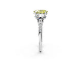 White gold Three-Stone Fancy Yellow Oval Cut Diamond Ring with Pavé Band and Prong Setting_148