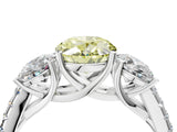 White gold Three-Stone Fancy Yellow Oval Cut Diamond Ring with Pavé Band and Prong Setting_150