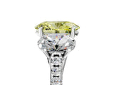 White gold Three-Stone Fancy Yellow Oval Cut Diamond Ring with Pavé Band and Prong Setting_151