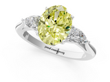 White gold Three-Stone Fancy Yellow Oval  Cut Diamond Ring with Pear Side Stones in Four-Prong Setting_127