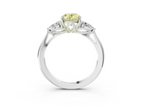 White gold Three-Stone Fancy Yellow Oval  Cut Diamond Ring with Pear Side Stones in Four-Prong Setting_128