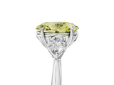 White gold Three-Stone Fancy Yellow Oval  Cut Diamond Ring with Pear Side Stones in Four-Prong Setting_130