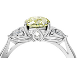 White gold Three-Stone Fancy Yellow Oval  Cut Diamond Ring with Pear Side Stones in Four-Prong Setting_131