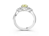 White gold Three-Stone Fancy Yellow Oval Cut Diamond Ring with Pear  Side Stones in Four-Prong Setting_51