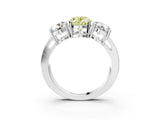 White gold Three-Stone Fancy Yellow Oval Cut Diamond Ring with Round Side Stones, Classic Band, and Four-Prong Setting_15