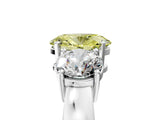 White gold Three-Stone Fancy Yellow Oval Cut Diamond Ring with Round Side Stones, Classic Band, and Four-Prong Setting_17