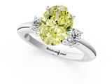 White gold Three-Stone Fancy Yellow Oval  Cut Diamond Solitaire with Prong Setting and Classic Band_59