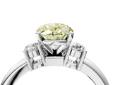 White gold Three-Stone Fancy Yellow Oval  Cut Diamond Solitaire with Prong Setting and Classic Band_62