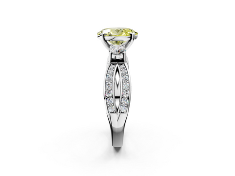 White gold Three-Stone Fancy Yellow Oval  Cut Diamond Twist Band with Prong Setting_52