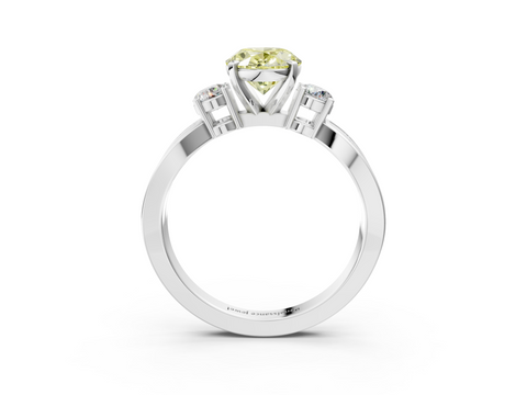 White gold Three-Stone Fancy Yellow Oval  Cut Diamond Twist Band with Prong Setting_53