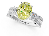 White gold Three-Stone Fancy Yellow Oval  Cut Diamond Twist Band with Prong Setting_57