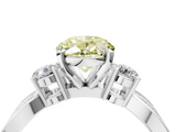White gold Three-Stone Fancy Yellow Oval  Cut Diamond Twist Band with Prong Setting_60