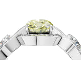 White gold Three-Stone Fancy Yellow Oval Cut Diamond Wave Pave Band with Prong Setting_4