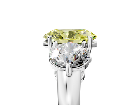 White gold Three-Stone Fancy Yellow Oval  Cut Solitaire Ring with Prong Setting on a Classic Band_71